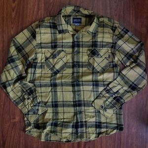 Mustard Yellow Plaid Flannel Button Down Shirt